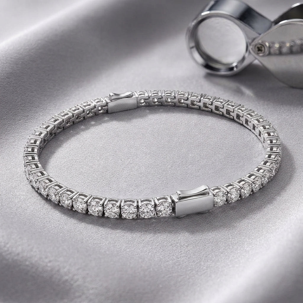 Elegant silver tennis bracelet with premium rhodium finish