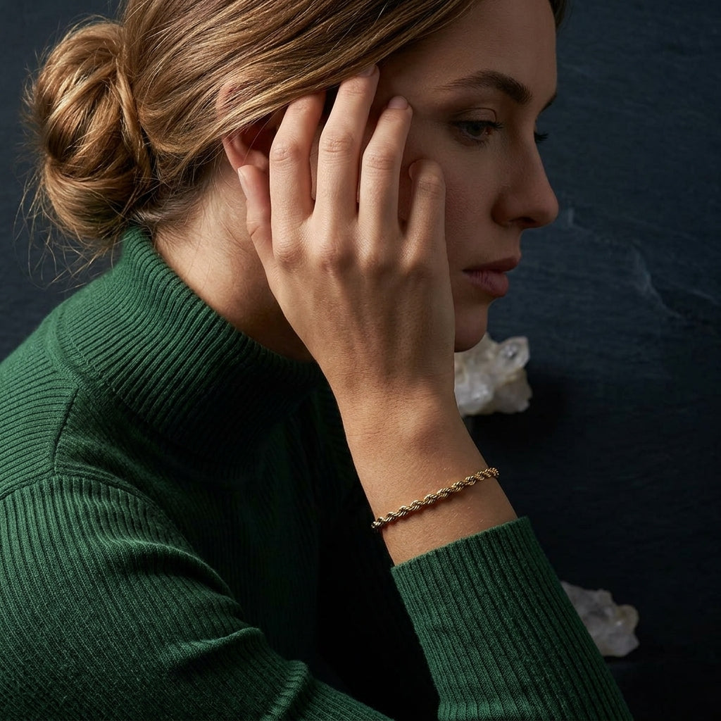 Women's 18K gold bonded rope bracelet for everyday wear