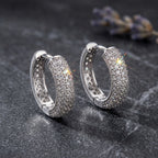 Brilliant Halo Silver Eternity Ring with double rows of sparkling CZ stones