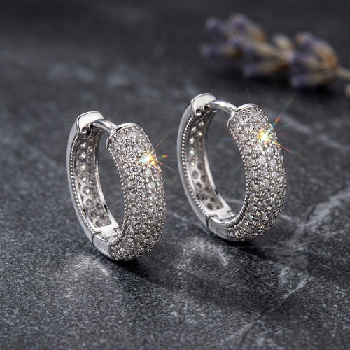 Brilliant Halo Silver Eternity Ring with double rows of sparkling CZ stones