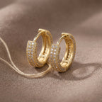 Celestial Spark Gold Huggie Earrings with sparkling 5A CZ stones