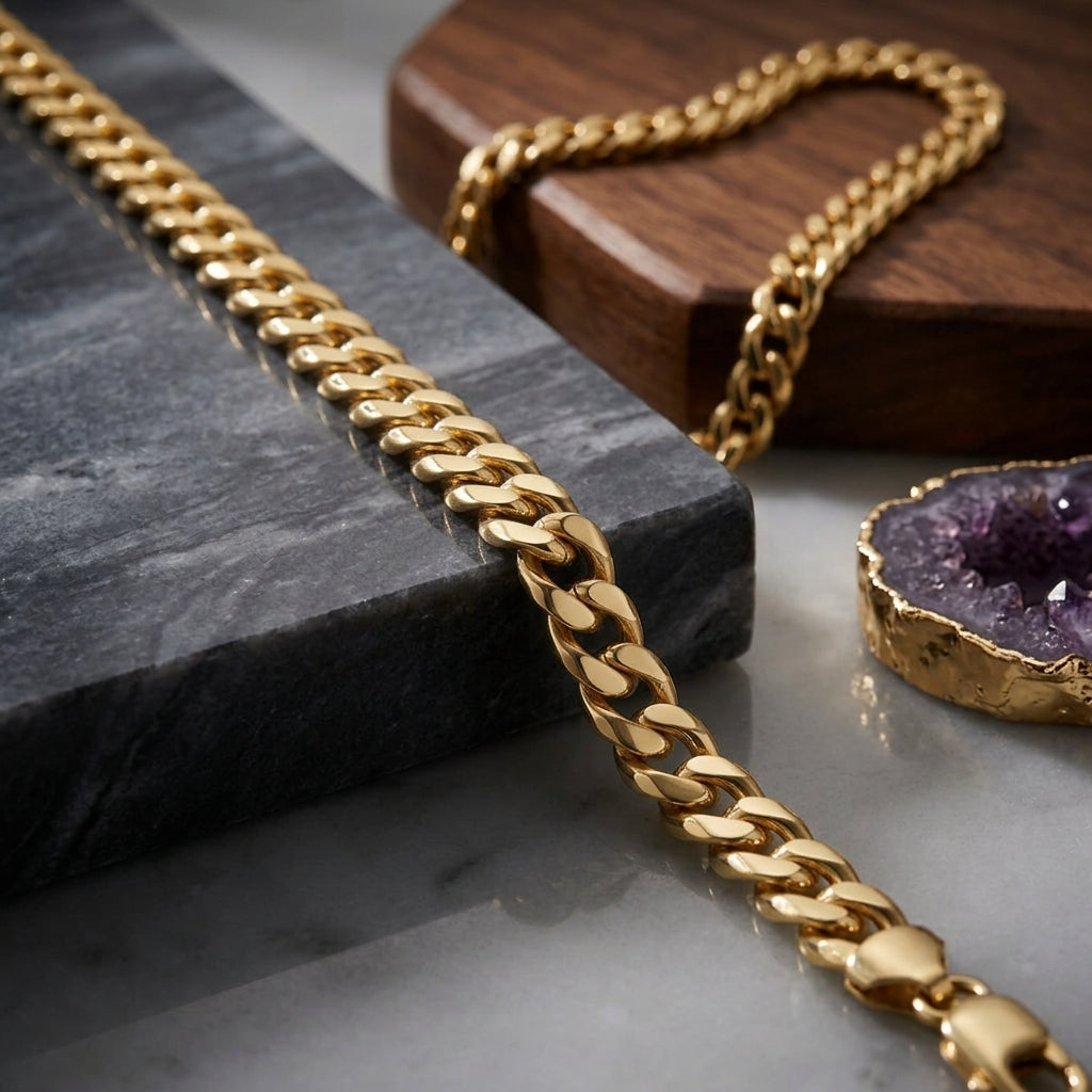 Premium waterproof Cuban chain crafted with real 18K gold bonding