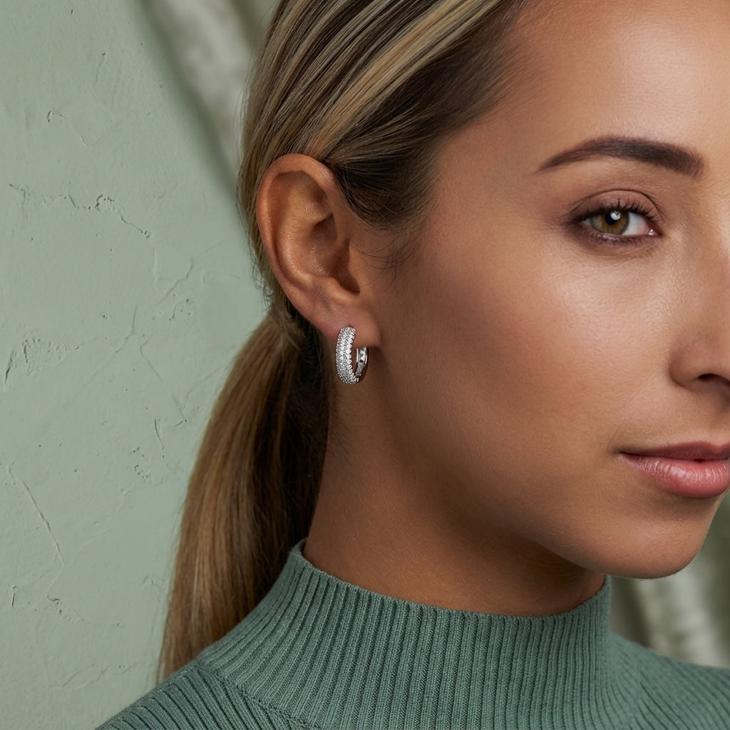 Handmade silver earrings featuring premium CZ stones