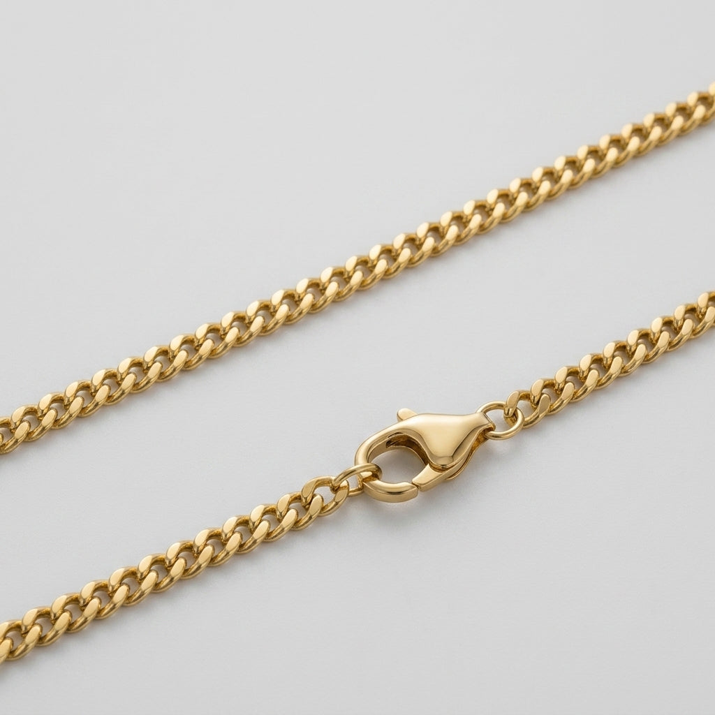 Imperial Micro Gold Cuban Chain Necklace with sleek 3mm Cuban links