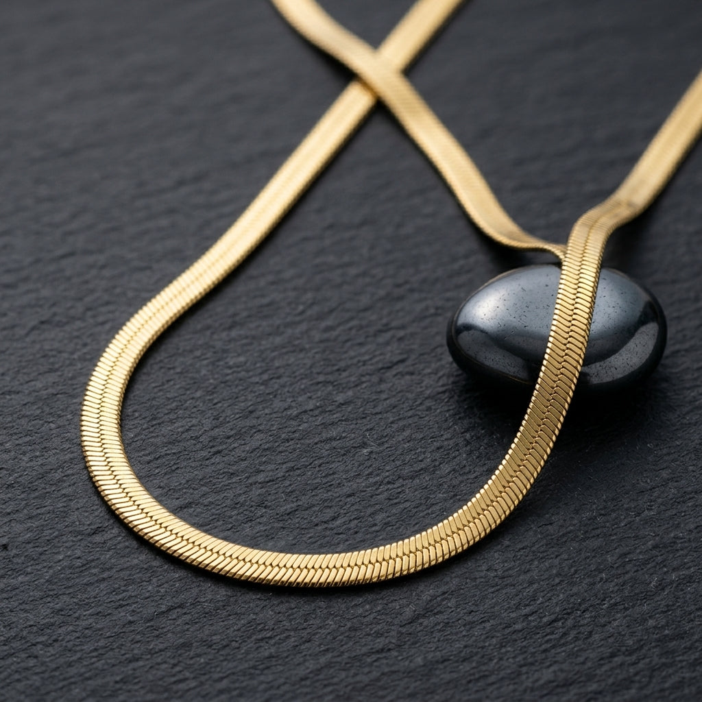 Luxe Flat Gold Snake Chain Necklace with sleek 2mm design