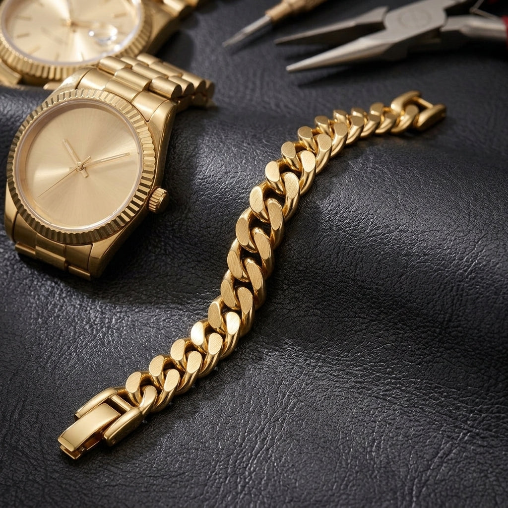 Waterproof gold tennis bracelet with sparkling cubic zirconia