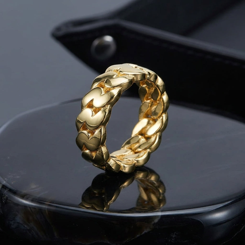 Premium gold Cuban link ring for casual and formal style
