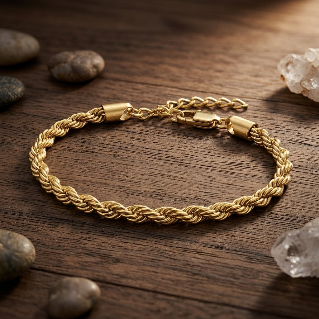 Stylish women's gold rope bracelet with timeless design