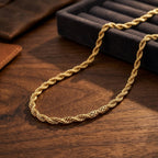 Prestige Twist Gold Rope Chain Necklace with elegant 2mm rope links