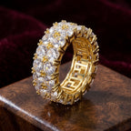 Radiant Eternity Gold Band Ring with double rows of sparkling CZ stones