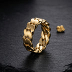 Regal Gold Cuban Link Ring with bold polished link design