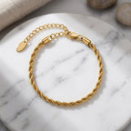 Royal Twist Gold Rope Bracelet with elegant 4mm twisted design