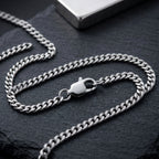 Waterproof silver Cuban link necklace with modern design