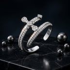 Stainless steel silver sword statement ring for everyday wear