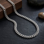 Sterling Edge Micro Cuban Chain Necklace with polished 3mm silver links