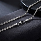 Sterling Twist Silver Rope Chain Necklace with elegant 2mm rope links