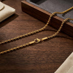 Waterproof gold rope chain necklace with polished finish