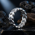 Waterproof silver Cuban ring crafted from stainless steel