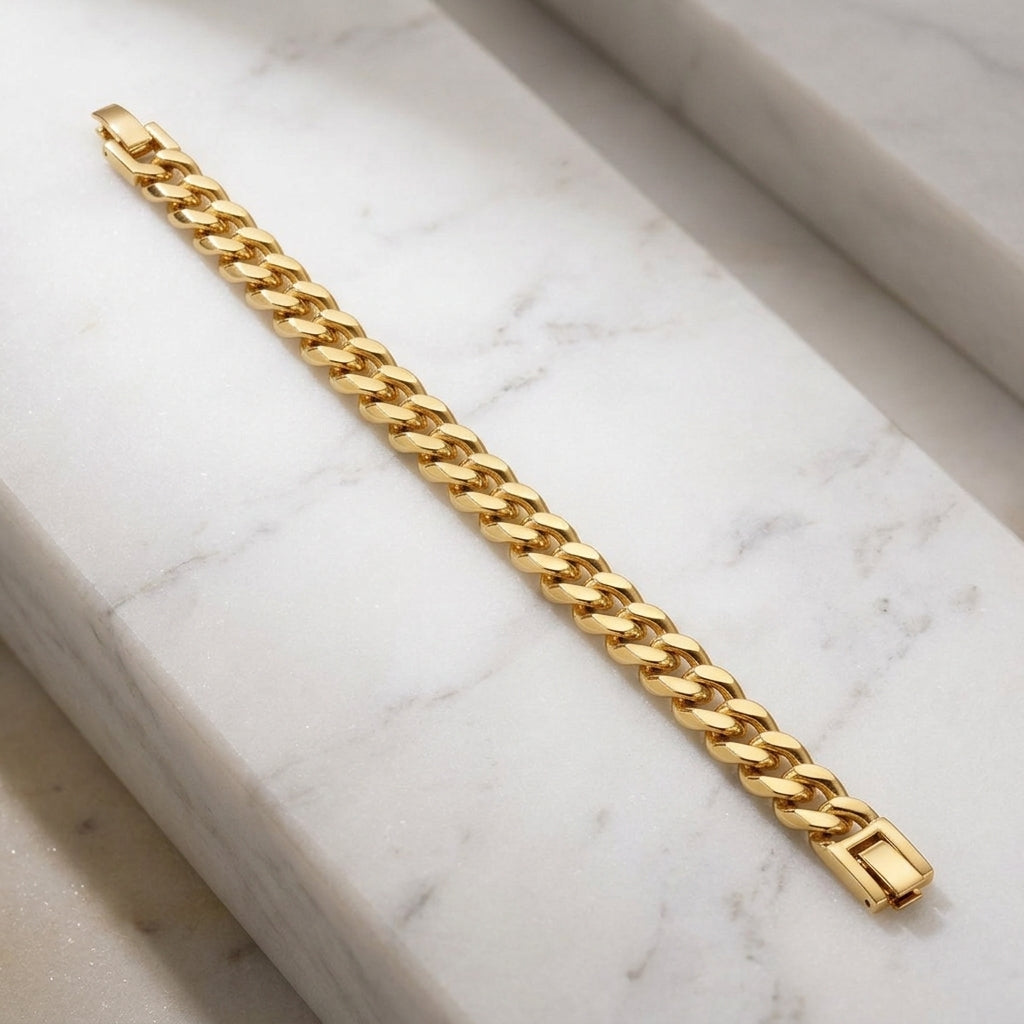 Waterproof 5mm gold Cuban link bracelet for everyday wear
