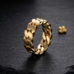 Gold Cuban Ring with classic Cuban link design