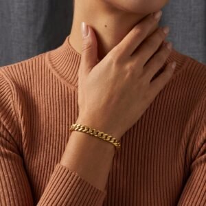 5mm Gold Cuban Bracelet with 18K Gold Bonded finish