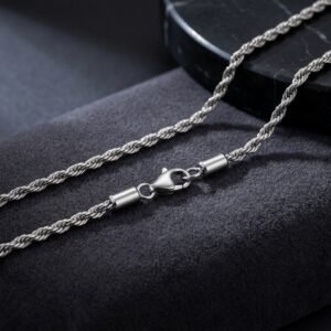 2mm Silver Rope Chain with classic rope design