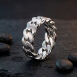 Silver Cuban Ring with classic Cuban link design