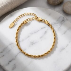 4mm Gold Rope Bracelet with classic rope chain design