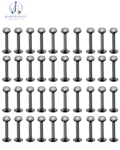 Joseph Goott shiny rhinestone labret and ear stud collection