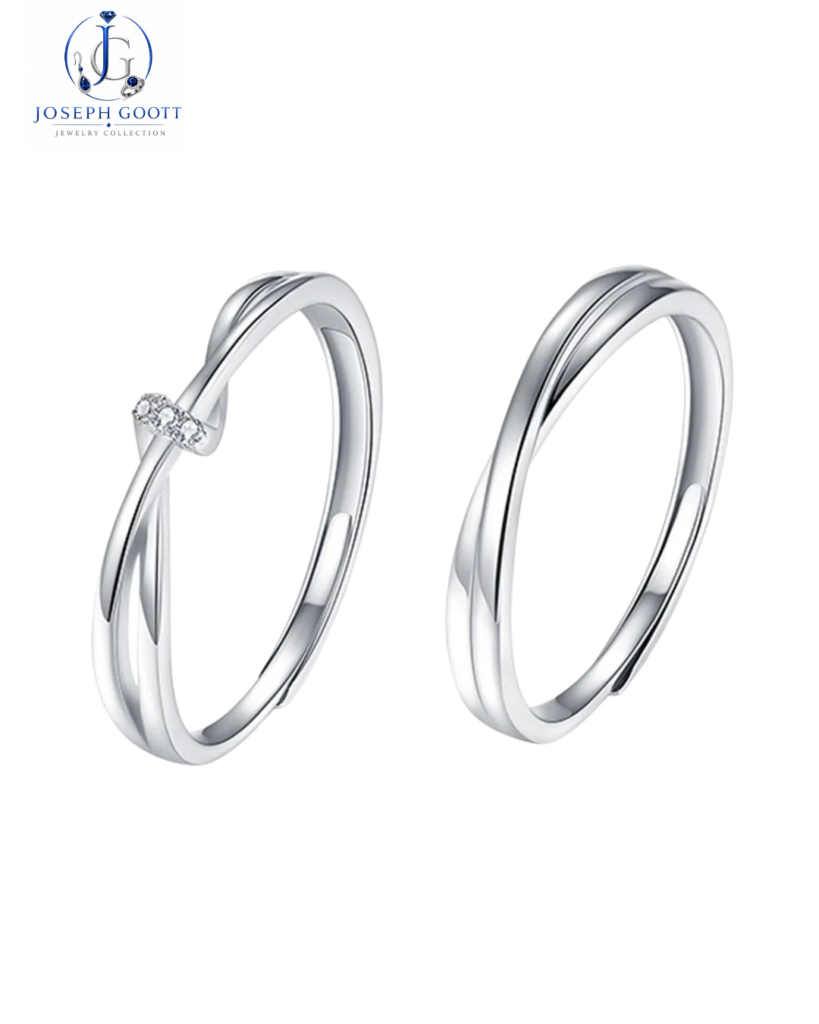 Joseph Goott sterling silver couple ring set for women and men
