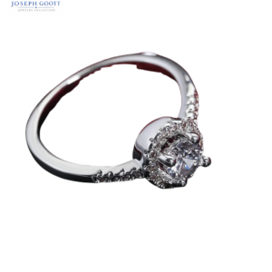Joseph Goott 925 sterling silver open ring for women with white zircon crystal