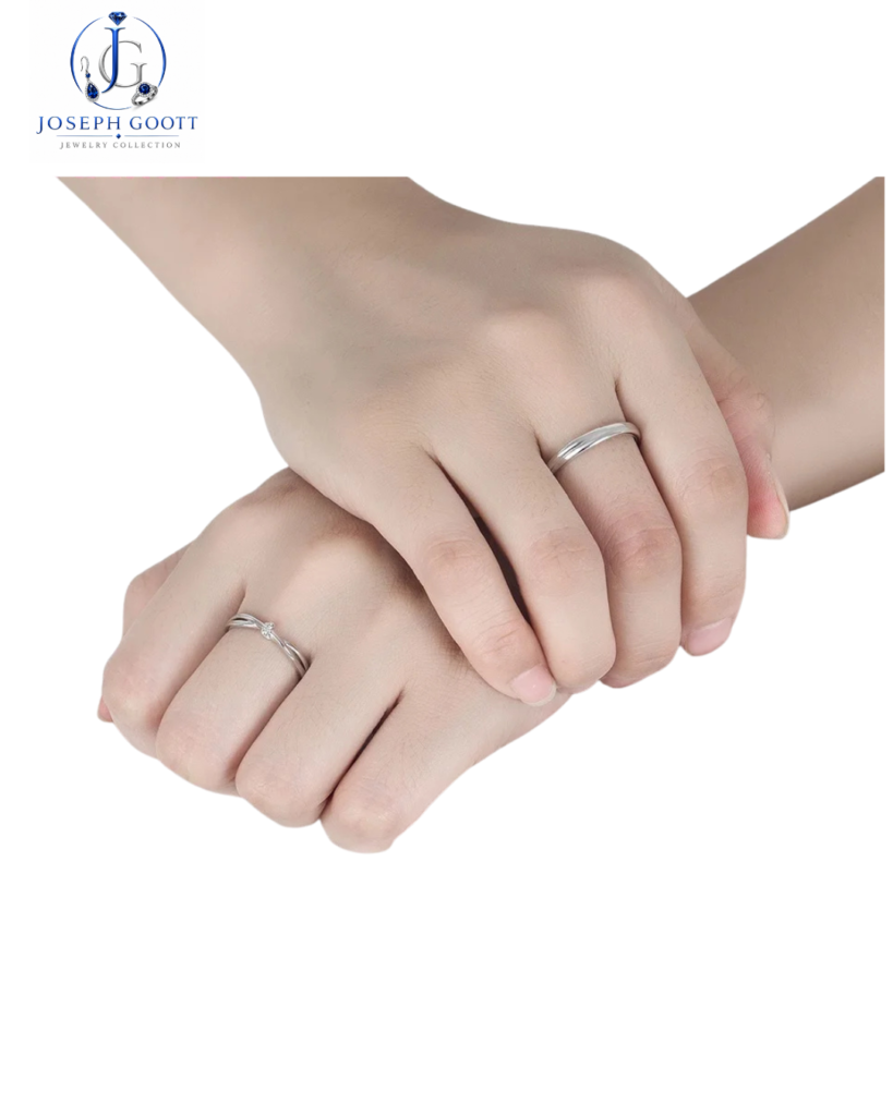 Joseph Goott 925 Sterling Silver Adjustable Promise Couple Ring Set