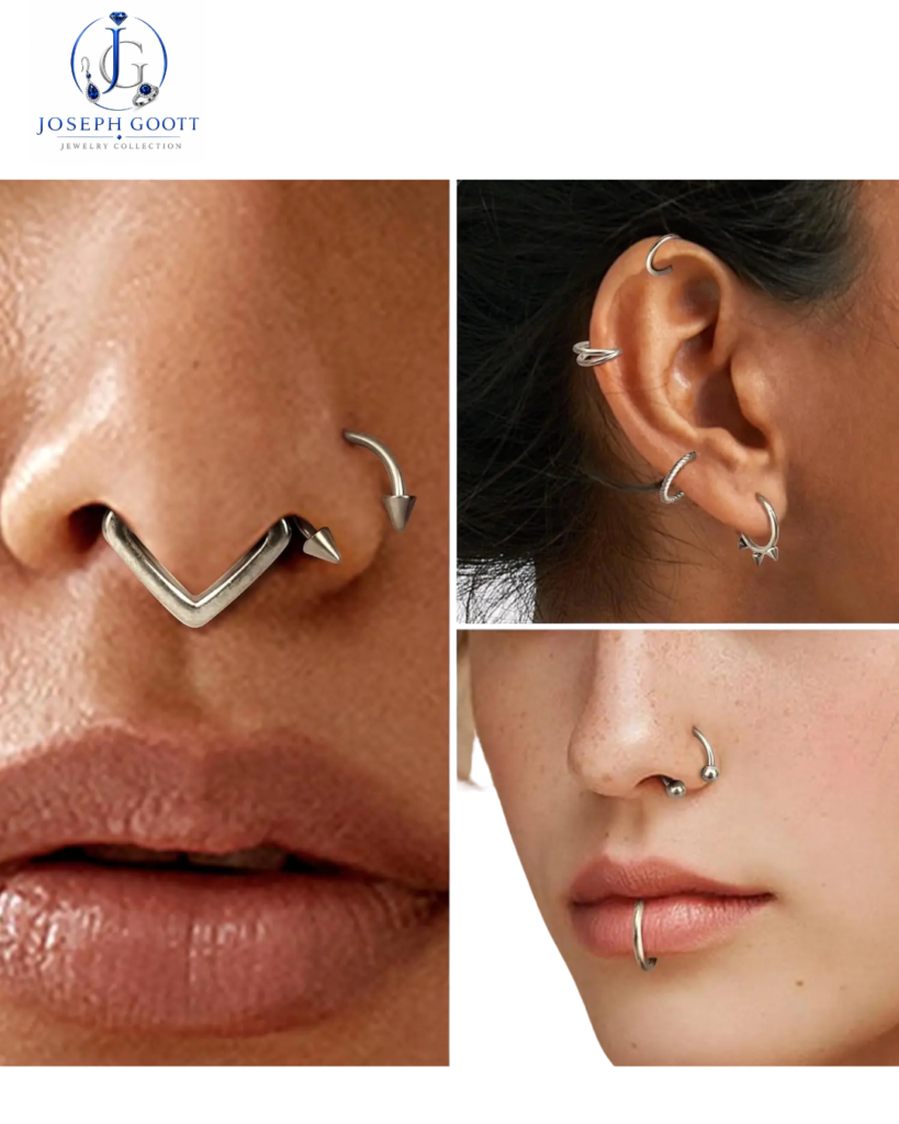 Joseph Goott Florideco Septum Ring Set with surgical steel clicker hoops
