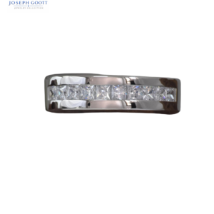 Joseph Goott Newshe Moissanite Men's Wedding Band with princess cut stones