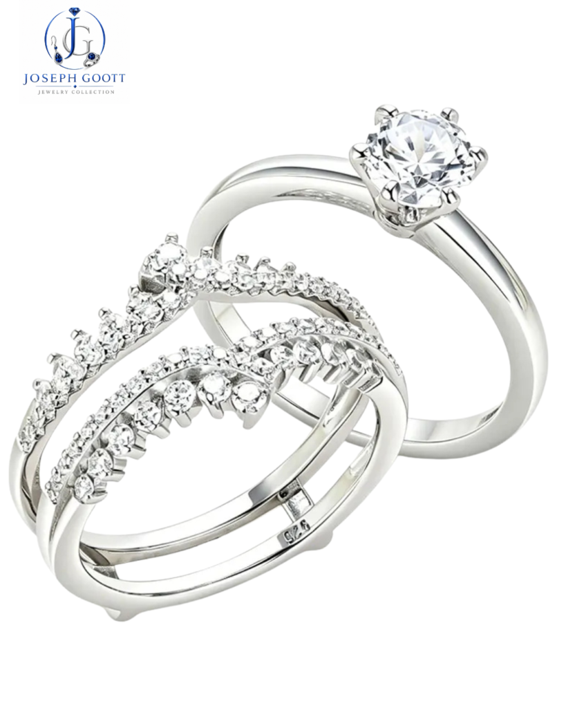 Newshe Moissanite Bridal Ring Set for engagement and wedding styling