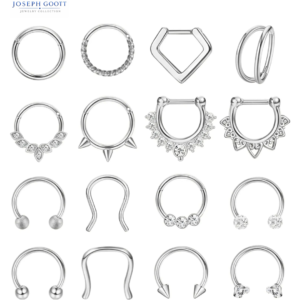 Florideco Septum Ring Set for septum, nose, and lip piercings