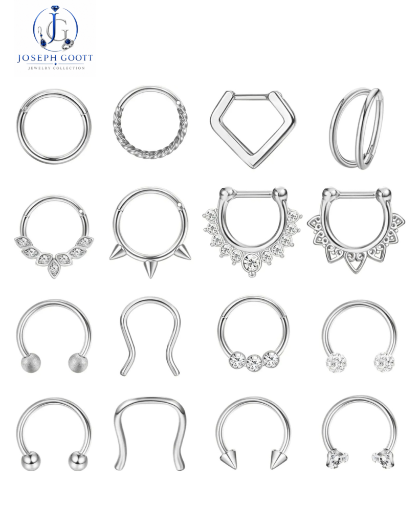 Florideco Septum Ring Set for septum, nose, and lip piercings